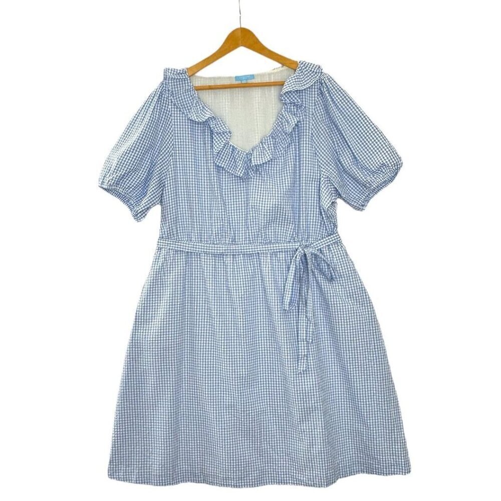 Draper James Blue Gingham Midi Dress - Picture 3 of 13